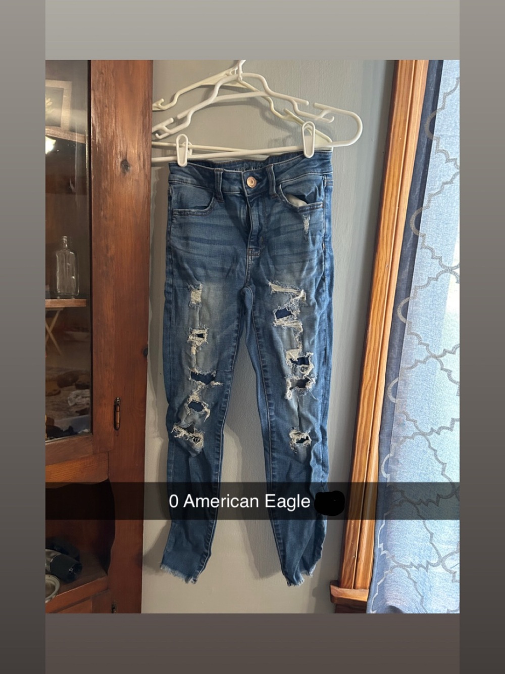 American Eagle Outfitters Ripped Skinny Jeans - Medium Blue